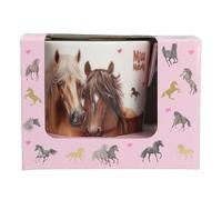 Depesche 13554 Miss Melody: Taza Blanca con Motivo de Caballos, inscripción y Detalles Dorados, Taza de Porcelana, Capacidad Aprox. 250 ml.