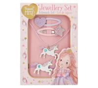 Depesche 13563 Princess Mimi: Set de Joyas en Rosa y Lila, con Unicornios Brillantes, Set de Accesorios con Collar Decorado, Pulsera y broches.
