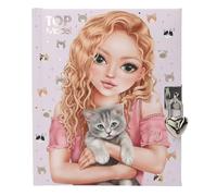 Depesche 13569 TOPModel Kitty and Doggy-Agenda con Cerradura y Llave de corazón, Libro en Color Morado, con Motivo de Modelo, Estampado de Gato y 192 páginas rayadas, Multicolor, 1 Piece