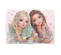 Depesche 13579 TOPModel Summer Feeling - Joyero grande en color rosa, con diseño de modelo y detalles florales, caja para joyas con código, sonido y espejo