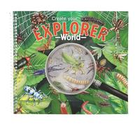 Depesche 13599 Explorer - Libro de Pegatinas con 16 páginas de Fondo para Pegar y diseñar, Incluye 4 páginas de Pegatinas de Insectos y relieves