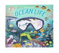 Depesche 13600 CREA tu Vida oceánica - Libro para Colorear con 16 páginas preimpresas para Crear Mundos submarinos, Set Incl. 4 páginas de Pegatinas de Peces
