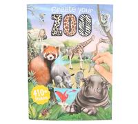 Depesche 13607 Create Your Libro para Colorear con 24 preimpresas para Crear Motivos de Zoo, Incluye 3 páginas Dobles de Pegatinas, Multicolored, One Size