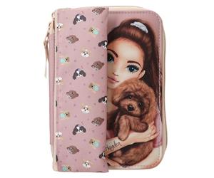 Depesche 13659 TOPModel Kitty and Doggy - Estuche Relleno en Rosa, In on Motivo de Modelo y Dibujo de Perro, con lápices de Colores, Tijeras y Mucho más.