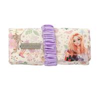 Depesche 13671 TOPModel Cowgirl - Estuche Enrollable en Color Morado y Crema, con Motivo de Modelo y Flores, Estuche para lápices con Cinta Fruncida