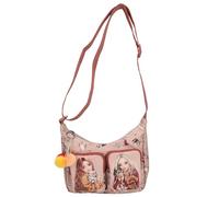 Depesche 13676 TOPModel Fur ever Friends: bolso bandolera en rosa y cobre, con motivos de modelos, perros y gatos, bolso de mano con correa ajustable
