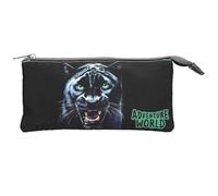 Depesche 13691 Adventure World Panther - Estuche en Negro y Verde, con Motivo de Pantera, portalápices con 3 Compartimentos