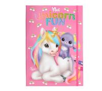 Depesche 13741 Ylvi Unicorn Fun: libro para colorear con 24 páginas troqueladas para diseñar motivos de unicornios, incluye 3 hojas de pegatinas.
