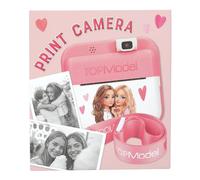 Depesche 13775 TOPModel: cámara para niños con opción de Selfies, en Rosa y Blanco, con Motivos de Modelos, cámara instantánea con función de vídeo y Juegos, Incluye Papel para Impresora