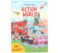 Depesche 13807 CREA tu Mundo de Acción - Libro para Colorear con 24 páginas de Fondo preimpresas para diseñar la Vida en la Ciudad y en el Campo, Incl. 270 Pegatinas