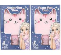 Depesche 13829 TOPModel - Set de Guante de Aseo y Esponja Facial Beauty and Me, en Rosa, con diseño de Gato, Esponja para Rellenar con loción (Paquete de 2)