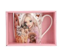 Depesche 13866 TOPModel Fur Ever Friends - Taza en Blanco, con Motivo de Modelos, Perros, Gatos, inscripción y Detalles Dorados, Taza de Porcelana, Capacidad Aprox. 300 ml