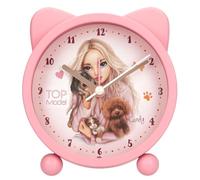 Depesche 13868 TOPModel Fur Ever Friends: Despertador Rosa para niños, con Motivos de Modelos, Perros y Gatos, Reloj silencioso con función de luz, batería incluida