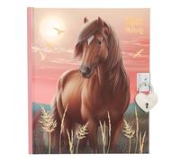 Depesche 13889 Miss Melody - Agenda en Rosa, con Motivo de Caballo y Detalles Dorados, Libro con Cierre de corazón, Pegatinas y páginas rayadas
