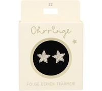 Depesche 13914.022 - Pendientes de tuerca con purpurina dorada, diseño de estrellas y brillantes, regalo pequeño