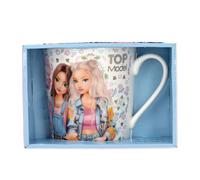 Depesche 13924 TOPModel Festival Fun - Taza en blanco, con motivos de modelos, diseños de mandalas y flores, taza de porcelana, capacidad aprox. 300 ml