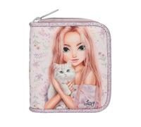 Depesche 13961 TOPModel Blooming Kitty - Monedero en Color Lila, con Motivo de Modelo, Estampado Floral y Gato, Monedero con Cierre de botón a presión