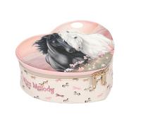 Depesche 13969 Miss Melody Blossom Pony - Mini joyero en forma de corazón, en color rosa, con diseño de caballos, flores y caballos, caja de joyería con tapa abatible y espejo