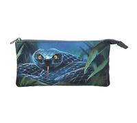 Depesche 13979 Adventure World: Estuche con Compartimentos en Azul Oscuro y Motivo de Serpiente, Estuche con 3 Compartimentos y Cremallera