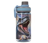 Depesche 13989 Dino World - Botella Transparente en Azul, con T-Rex, Botella con tapón y asa, Capacidad Aprox. 500 ml