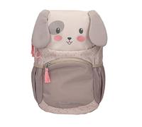 Depesche 13993 Princess Mimi: mochila ergonómica en marrón y beige, con cara de perro, orejas caídas aplicadas y estampado de lunares, bolsa con correas ajustables.