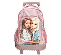Depesche 14009 TOPModel Dots - Mochila Escolar con Ruedas en Rosa, con Motivo de Modelo, Estampado de Lunares y Purpurina, Mochila Escolar con asa telescópica y Ruedas