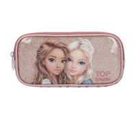 Depesche 14012 TOPModel Dots - Estuche Rosa, con Motivo de Modelo, Estampado de Lunares y Purpurina, Estuche con Bolsillo de Malla en el Exterior