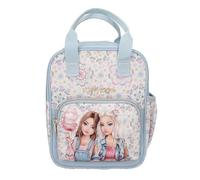 Depesche 14023 TOPModel Festival Fun - Mochila en Azul Oscuro y Crema, con Motivo de Modelo y Estampado Floral, Mochila con Tirantes Ajustables