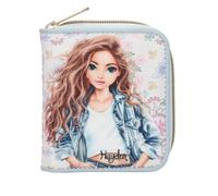 Depesche 14027 TOPModel Festival Fun - Monedero en Azul Oscuro y Crema, con Motivo de Modelo y Estampado Floral, Monedero con Cierre de botón a presión