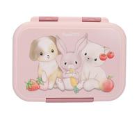 Depesche 14030 Princess Mimi: Fiambrera de Acero Inoxidable en Rosa, con Motivo de Conejos, Perros y Gatos, Fiambrera con Separador y Junta de Silicona