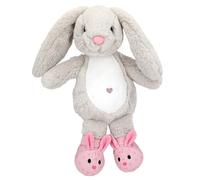 Depesche 14042 Princess Mimi - Peluche de Conejo Nelly en Gris, con Pelaje Suave y Zapatitos de Conejo Rosas, Peluche de Aprox. 30 cm