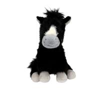 Depesche 14047 Miss Melody: Peluche de Caballo Negro con Manchas Color Crema, Pelaje Suave y Ojos Negros, de Unos 20 cm de Altura.