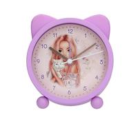 Depesche 14063 TOPModel Blooming Kitty: Despertador en Color Lila para niños, con Motivo de Gatos Modelo, Reloj silencioso con función de luz