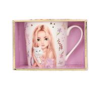 Depesche 14064 TOPModel Blooming Kitty: Taza Blanca con Motivo de Modelo y Gatos, inscripción y Dorado, Taza de Porcelana con Capacidad para Aprox. 300 ml