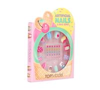 Depesche 14072 TOPModel Candy Glam - Set de uñas postizas autoadhesivas y piedras decorativas, redondeadas, con bonitos diseños, 12 uñas postizas y 30 piedras brillantes