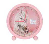 Depesche 14088 Miss Melody: Despertador Rosa para niños con Motivos de Caballos y Gatitos, Reloj silencioso con función de luz