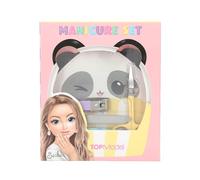 Depesche 14119 TOPModel Candy Glam - Set de manicura, set de uñas de colores con tijeras, cortauñas, lima y empujador de cutículas, incluye bolsita con pandas