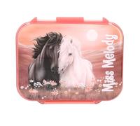 Depesche 14132 Miss Melody Blossom Pony - Fiambrera en Rosa Claro, con Motivo de Caballos, Fiambrera con 3 Compartimentos y Tapa abatible