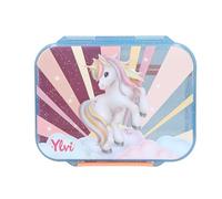 Depesche 14145 Ylvi Sugar Pop: Fiambrera en Colores Pastel, con Motivo de Unicornio, Fiambrera con 3 Compartimentos y Tapa abatible