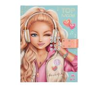 Depesche TOPModel Music 14157 - Diario con código de números y sonido, en rosa, albaricoque y turquesa, con diseño de modelo, incluye 80 páginas con rayas finas y coloridas ilustradas
