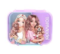Depesche 14162 TOPModel Sunny Dog - Fiambrera en lila, turquesa y blanco, modelo con auriculares, fiambrera con tapa, compartimento extraíble y separador