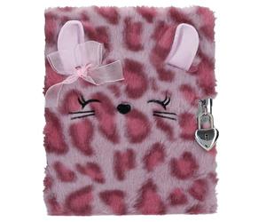 Depesche 14201 TOPModel Cosy Cat - Diario con candado en Forma de corazón y Llave, Libro en Rosa, con Estampado de Leopardo Rosa, Incluye 96 páginas finamente rayadas e ilustradas a Todo Color