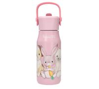 Depesche 14208 Princess Mimi - Botella de Acero Inoxidable en Color Rosa, con Perro, Gato, Conejo y Frutas, Botella térmica con tapón y asa, Capacidad Aprox. 400 ml