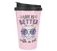 Depesche 2180.031 To-Go - Vaso de plástico con texto Life is Better with a Cat, 350 ml, multicolor