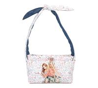 Depesche 12926 TOPModel Velo Fleur - Bolso bandolera en blanco y azul, con motivo de modelo y flores, bolso de mano con detalle de nudo