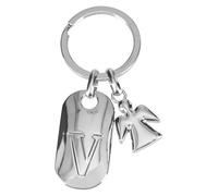Depesche Depesche-11800-024 11800-024 Llavero de Plata con Letra V y ángel de la Guarda, aleación de cinc, Incl. Funda de Terciopelo de Color, Multicolor, Talla única