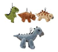 Depesche Dino World - Colgante de dinosaurio de peluche, T-Rex, estegosaurio, brontosaurio, triceratops, verde, marrón, azul, con mosquetón, 100% poliéster, 1 pieza, a elegir según disponibilidad