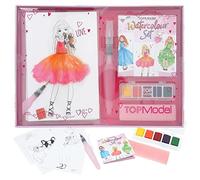 Depesche fantasía 12153 TOPModel 20 Hojas de Motivos en Papel, Set Creativa con 5 Pinturas de Acuarela y 1 lápiz Pincel, Multicolor, Mittel