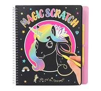 Depesche- Libro Magic Scratch Book en diseño de Ylvi & The Minimoomis, 20 páginas con Motivos encantadores, Incluye lápiz para rascar, Aprox. 19,3 x 20 x 1,8 cm, Color carbón, 1 Unidad (11467)