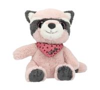 Depesche-Mensaje 13431 Snukis Mapache Gris, con Orejas Puntiagudas, Peluche de Aprox. 18 cm con pañuelo Rosa con Forma de corazón, Multicolor, One Size